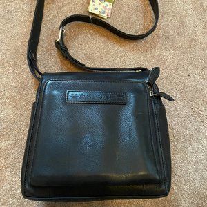 FOSSIL Genuine black leather crossbody bag (new)